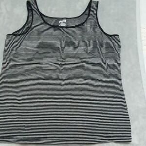 Duluth Trading Co Black and White Striped Tank Top